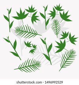 Green leaves pattern with white background