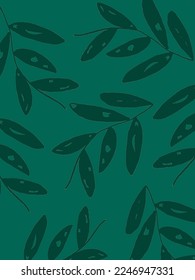 Green Leaves patterns on green background, illustrations, vector aesthetic for wallpaper, wall decor, templates covers, art prints