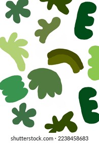 Green leaves patterns on white background, vector, illustrations for templates, wallpaper, wall decor, designs, etc