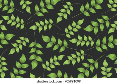 Green Leaves Pattern,Tropical Background Vector Illustration