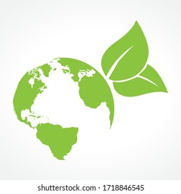 Green leaves and planet Earth, vector