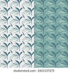 Green leaves repeating pattern for package design, background