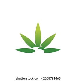 green leaves and river logo vector stock illustration
