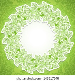 Green leaves round frame.