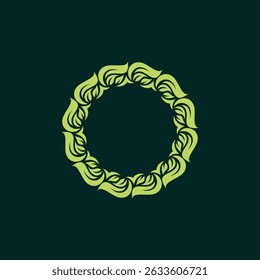 Green Leaves Round Frame Vector. Circle Leaf Logo