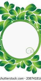 Green leaves with round place for text