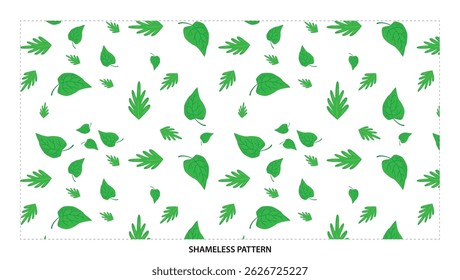 Green Leaves Scattered Pattern Wallpaper Nature Simple Background