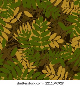  Green Leaves. Seamless background for fabrics, textiles, packaging and wallpaper. Vector illustration.