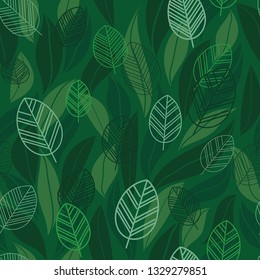 Green leaves seamless pattern, background