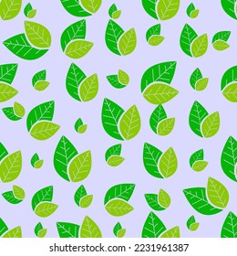 Green leaves seamless pattern. Green Leaves background. Flat vector illustration