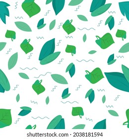 Green leaves seamless pattern. botanical pattern good to use for fabric, textile, garment, etc.