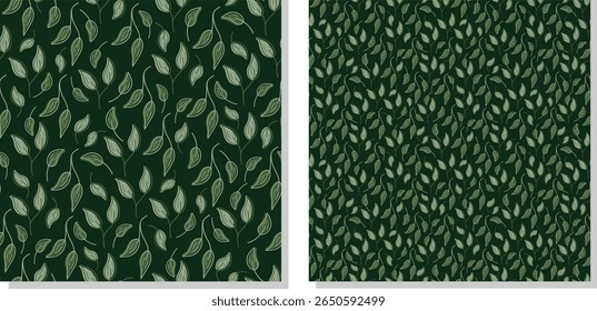 Green leaves seamless pattern. Botanical nature seamless vector background for fabric, textile, scrapbook, wallpaper and interior decor