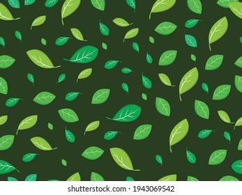 green leaves seamless pattern. nature doodle concept