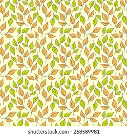 Green leaves seamless pattern. Nature background. For your design, packages, textile, crafts, fabric, wrapping paper.