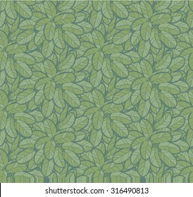 Green leaves seamless pattern. Nature & vintage design. Wallpaper background. Vector illustration.