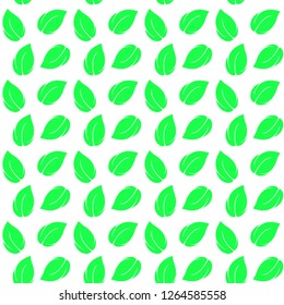 Green leaves, seamless pattern on a white background, vector