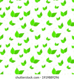 Green Leaves seamless pattern on transparent background. Vector colorful texture. Concept of Eco friendly. World Earth day icon.