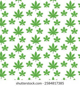 green leaves seamless pattern on white background