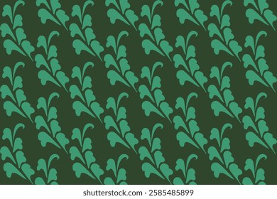 Green Leaves Seamless Pattern on Green Background 