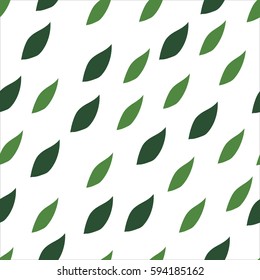 Green leaves seamless pattern on a white background.