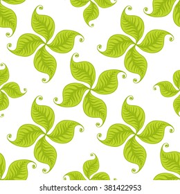 Green leaves seamless pattern. Saint Patrick's day background. Vector design for tea packaging, textile print, wrapping paper.