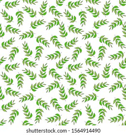 Green leaves. Seamless pattern with transparent background. Vector graphics