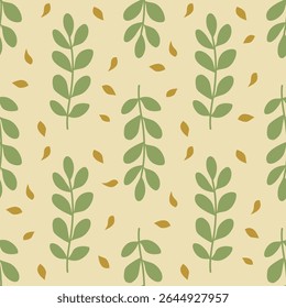 Green leaves seamless pattern in tribal.Ethnic leaf surface design background .Nature botanical folk art vector illustration. Design for eco, seasonal,earth day,texture,print product,wallpaper,decor.