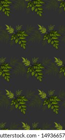 Green Leaves seamless pattern. Vector background hand drawn. Textile print, wrapping ,wallpaper.