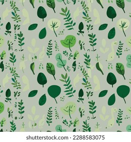 Green leaves seamless pattern, vector illustration Seamless decorative template texture with green leaves. The seamless stylized leaf pattern