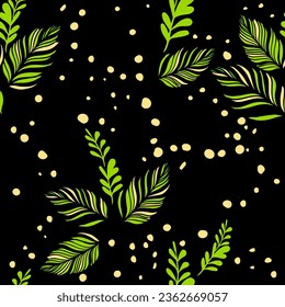 Green leaves seamless pattern. Vector illustration