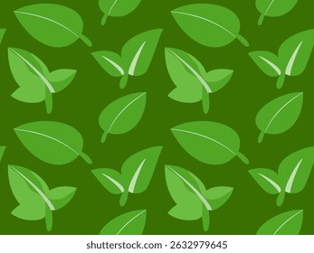 Green leaves seamless pattern, a vibrant illustration of nature's fresh foliage and ecological beauty