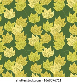 Hojas verdes sin fisuras para papel pintado, envoltura, textil, bolsas y sábanas. Tejido botánico interminable sobre fondo verde. Textura de repetición tropical moderna para la baldosa.