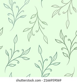 Green leaves seamless repeat pattern, vector background