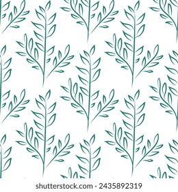 Green leaves seamless repeat pattern