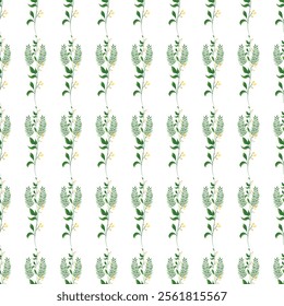 Green Leaves Seamless Repeat Pattern Vector.