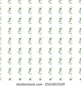 Green Leaves Seamless Repeat Pattern Vector.