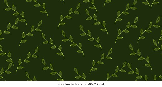 Green leaves seamless tileable background. Vector illustration.