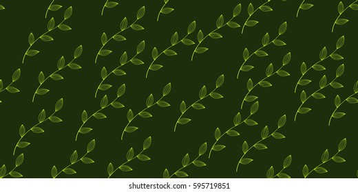 Green leaves seamless tileable background. Vector illustration.