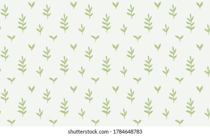 Green leaves seamless vector pattern. Ecology herbal background. Green branch