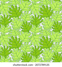 Green leaves seamless vector pattern background.