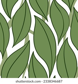 El patrón vectorial de hojas verdes es transparente. Fondo de la hoja de té acuarela, huella de la jungla texturizada