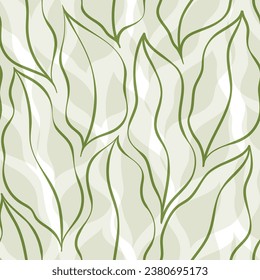 Green leaves seamless vector pattern. Big leaf background, textured jungle print