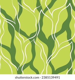Green leaves seamless vector pattern. Big leaf background, textured jungle print