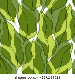 Green leaves seamless vector pattern. Big leaf background, textured jungle print