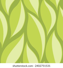 Green leaves seamless vector pattern. Watercolor tea leaf background, textured jungle print