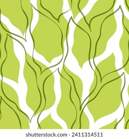 Green leaves seamless vector pattern. Big leaf background, textured jungle print