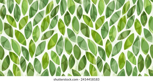 El patrón vectorial de hojas verdes es transparente. Fondo de hojas de té acuarela, impresión texturada de jungla.