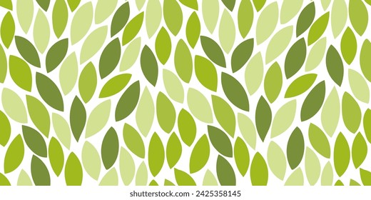 Green leaves seamless vector pattern. Watercolor tea leaf background, textured jungle print.