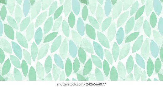 Green leaves seamless vector pattern. Watercolor tea leaf background, textured jungle print.