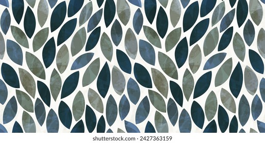Green leaves seamless vector pattern. Watercolor tea leaf background, textured jungle print.